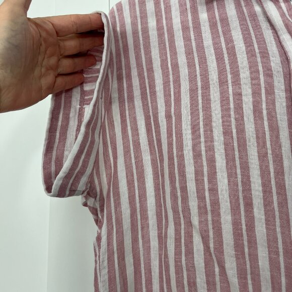 Rails Small Red, White Thea Linen Blend Stripe Short Sleeve Waist Tie T-Shirt - Picture 9 of 16